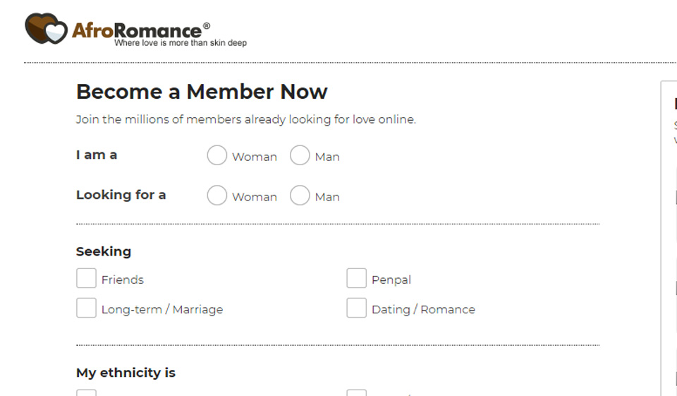 AfroRomance Sign-Up